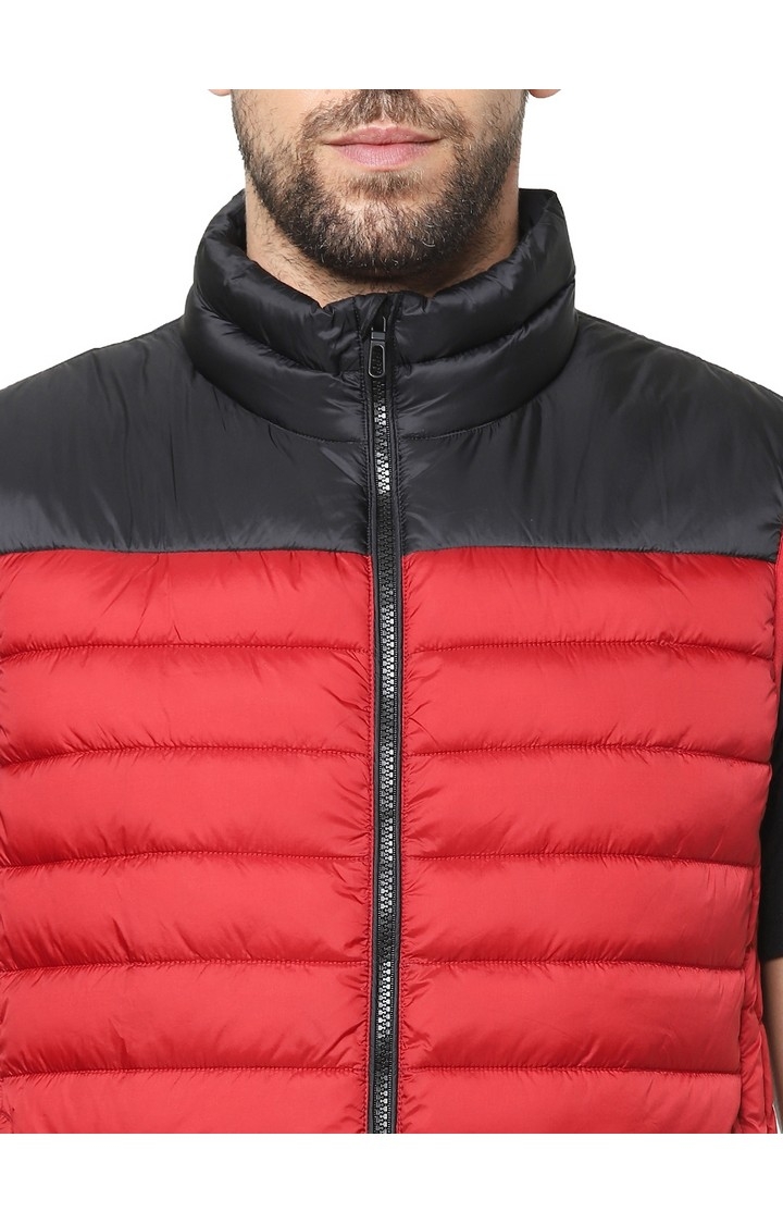 Men's Red Colourblock Gilet