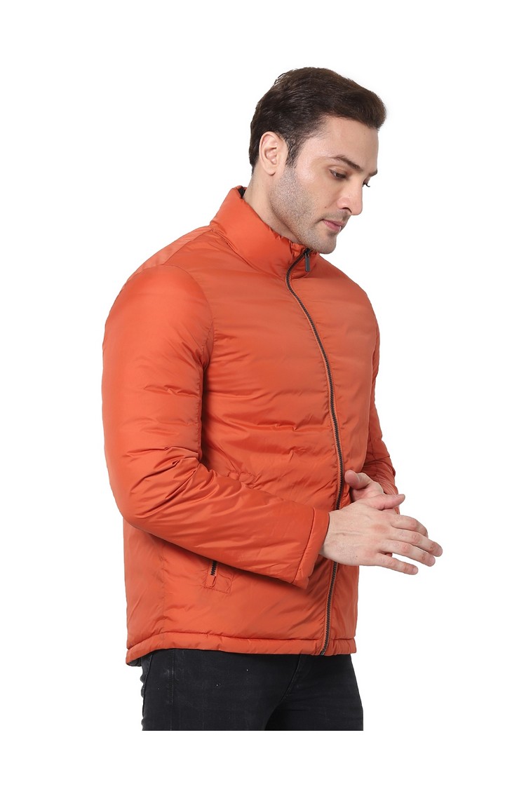 Men's Orange Solid Bomber Jackets