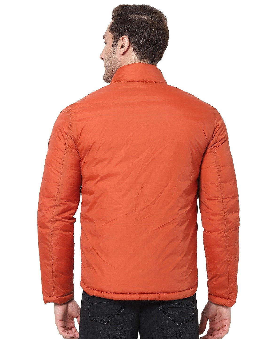 celio | Men's Orange Solid Bomber Jackets 3