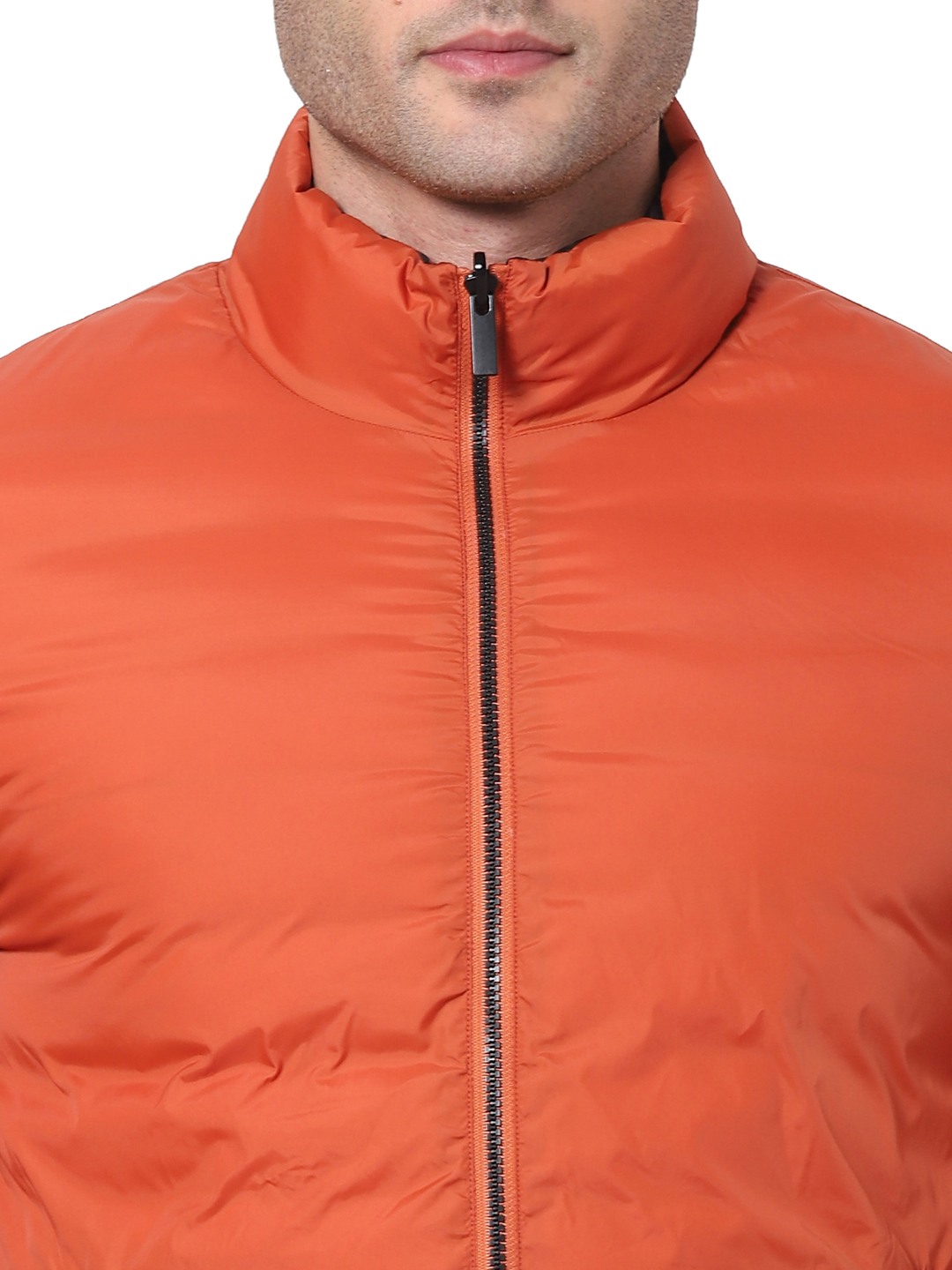 Men's Orange Solid Bomber Jackets