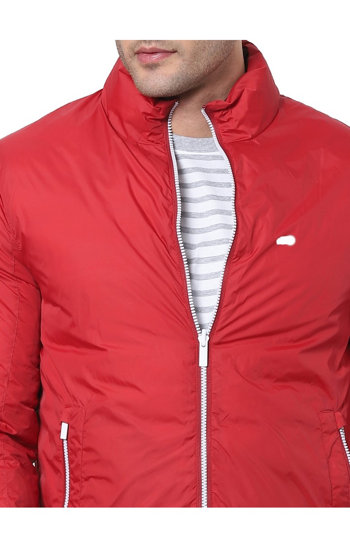 Men's Red Solid Bomber Jackets