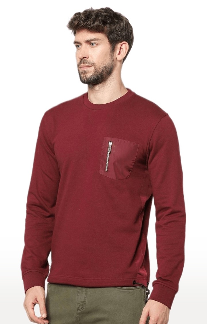 Men's Red Solid Sweatshirts