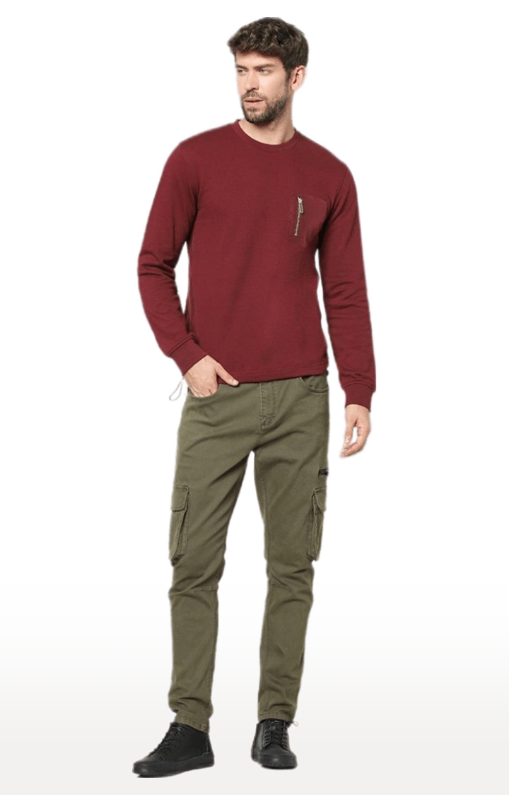 celio | Men's Red Solid Sweatshirts 1