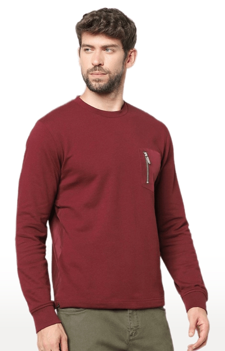 Men's Red Solid Sweatshirts