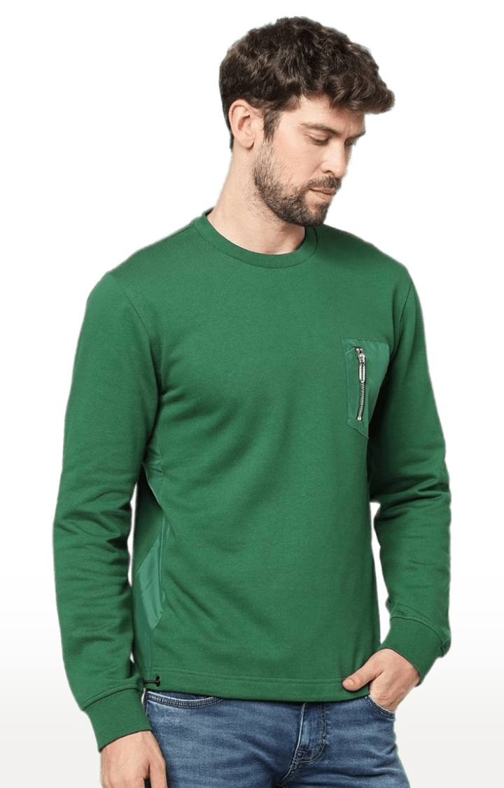 Men's Green Solid Sweatshirts