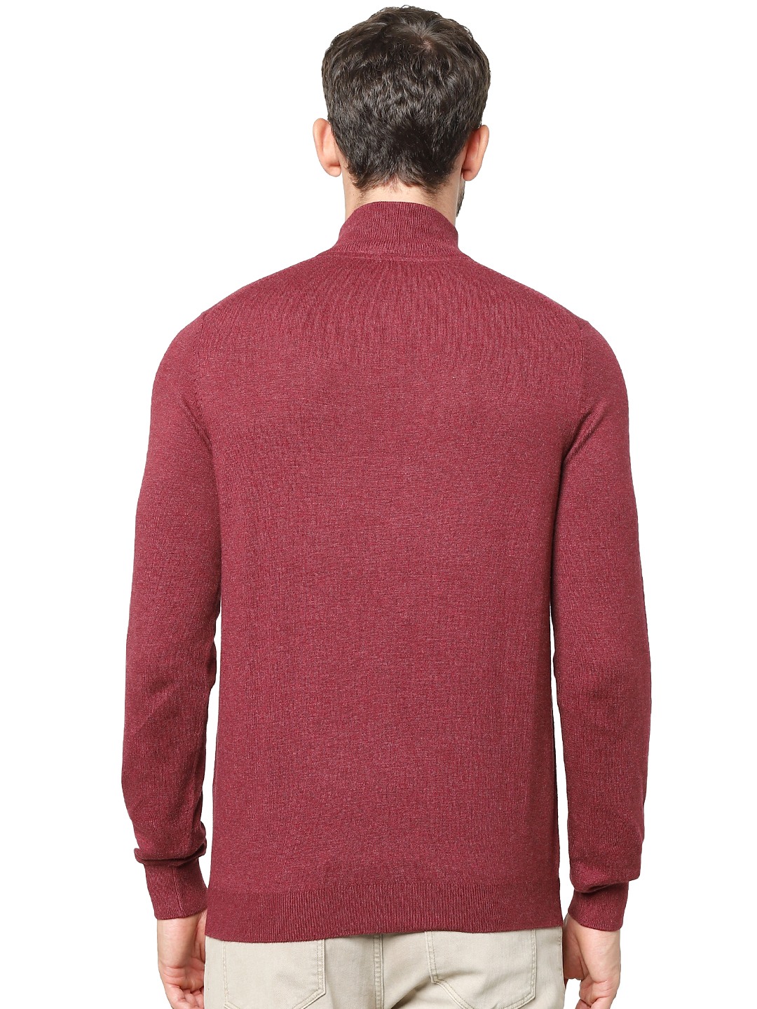 Men's Burgundy Solid Sweaters