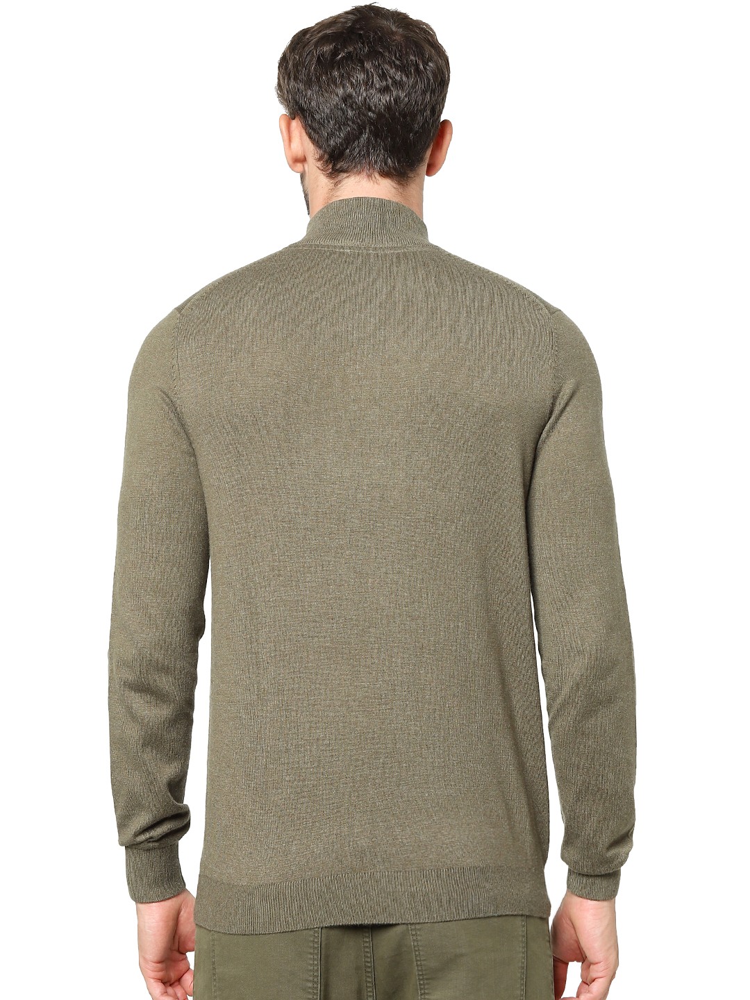 Men's Green Solid Sweaters