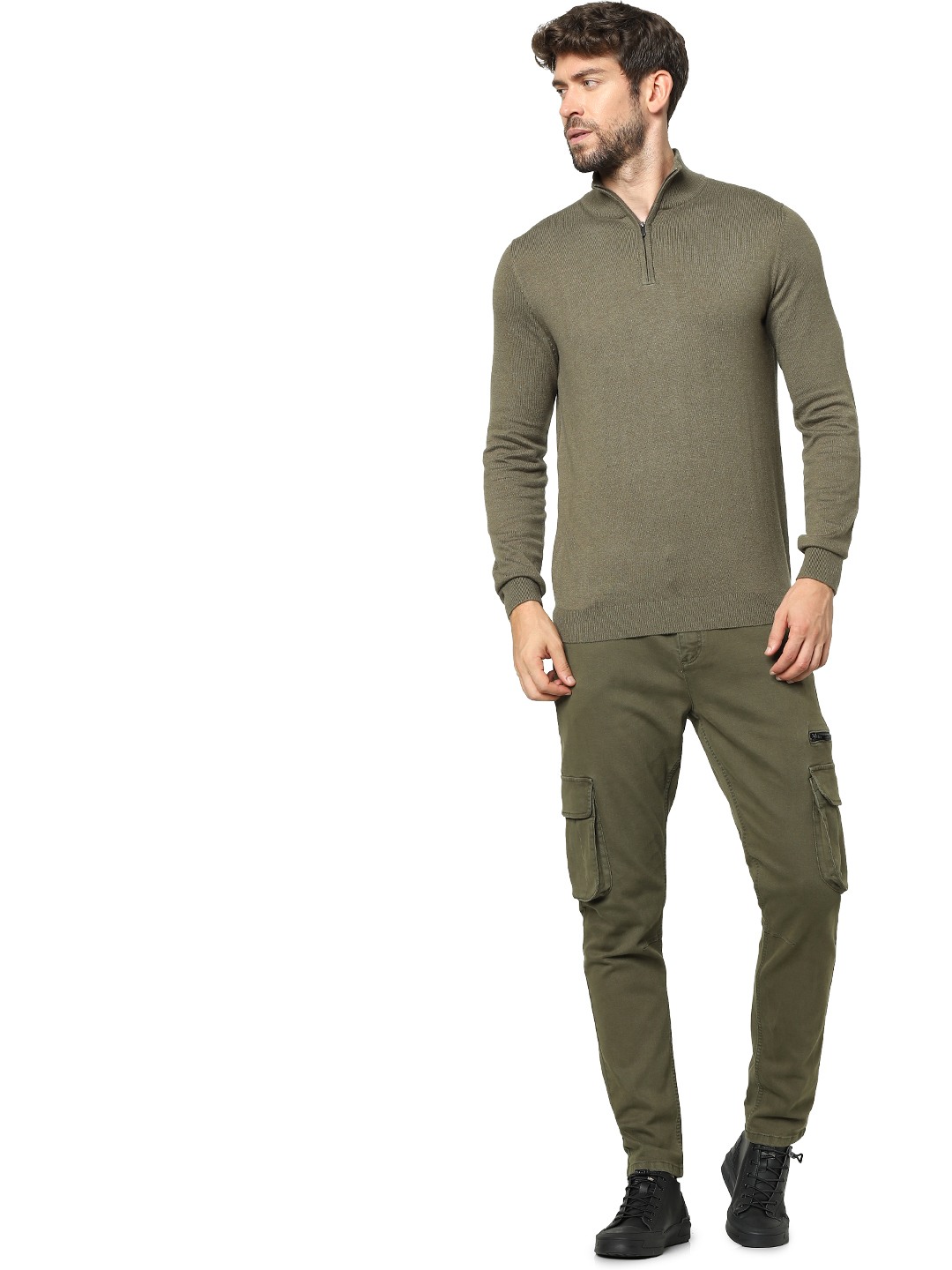 celio | Men's Green Solid Sweaters 5