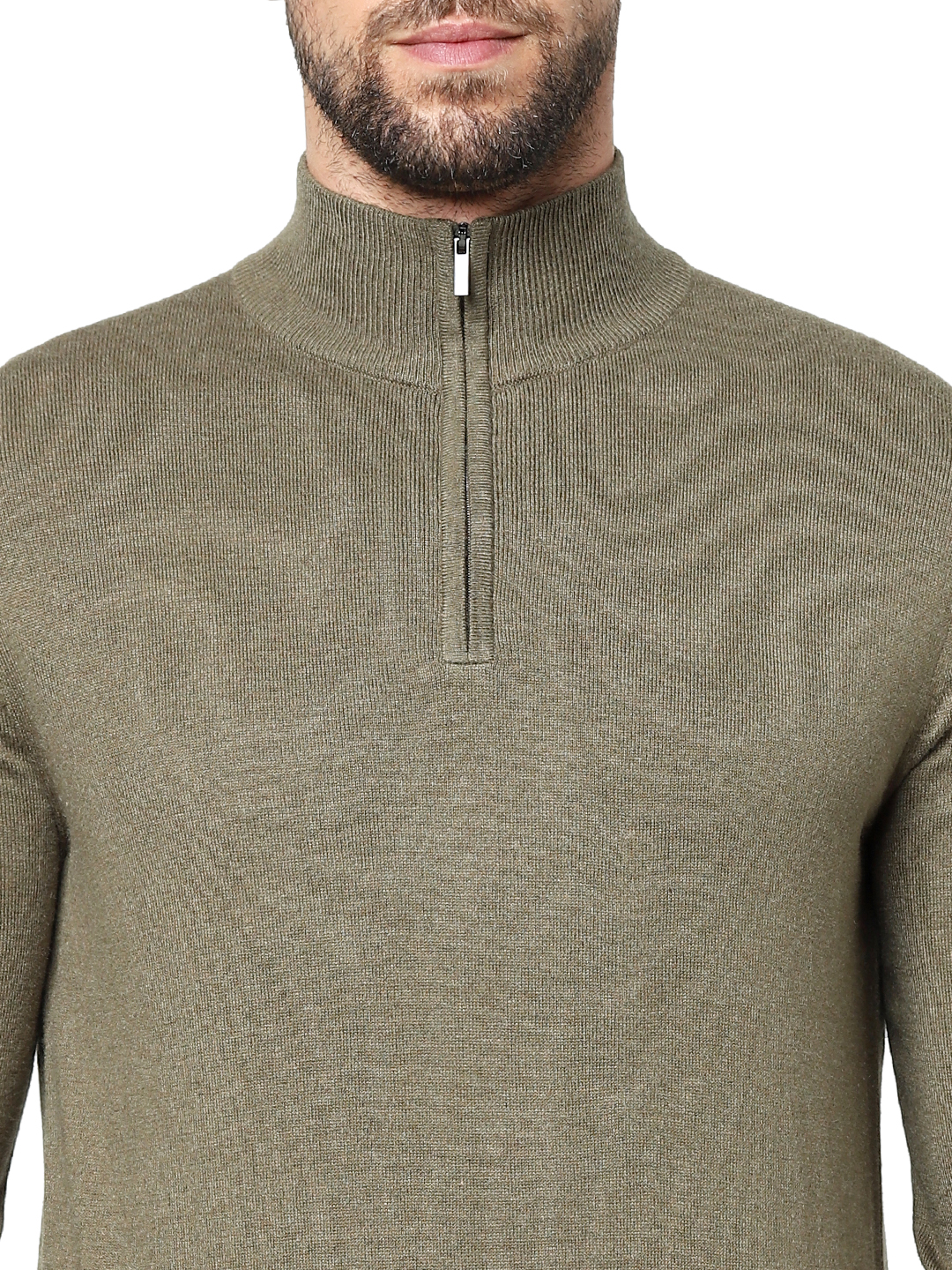 Men's Green Solid Sweaters