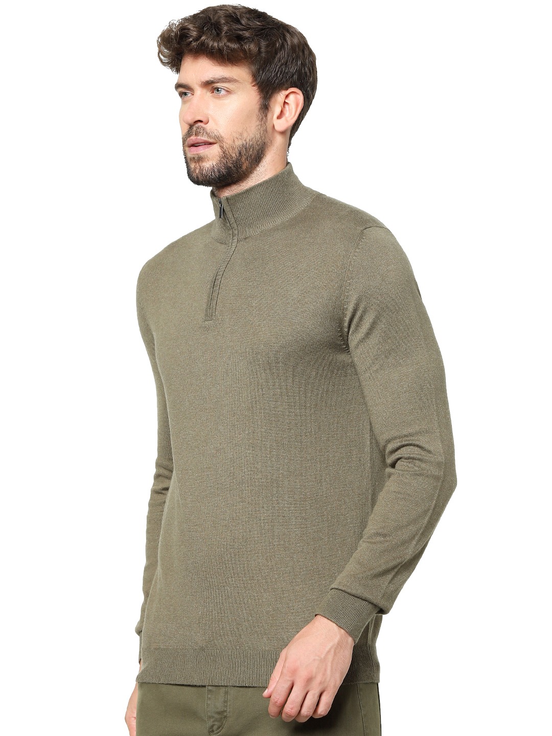 celio | Men's Green Solid Sweaters 1