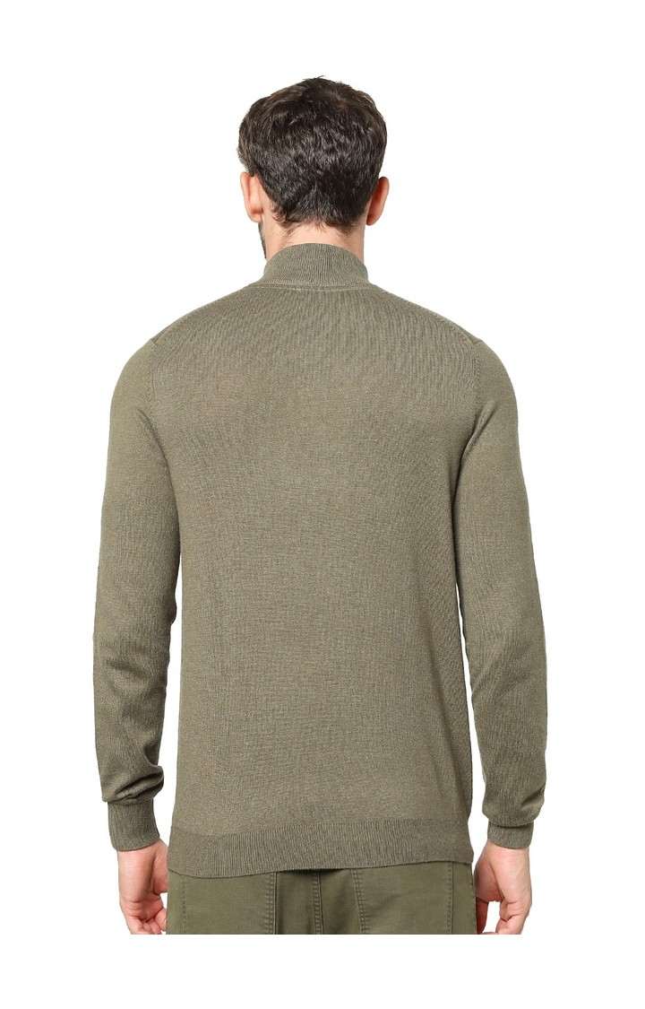 Men's Green Solid Sweaters