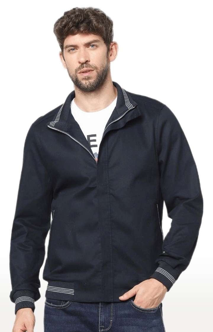Men's Blue Solid Windcheater