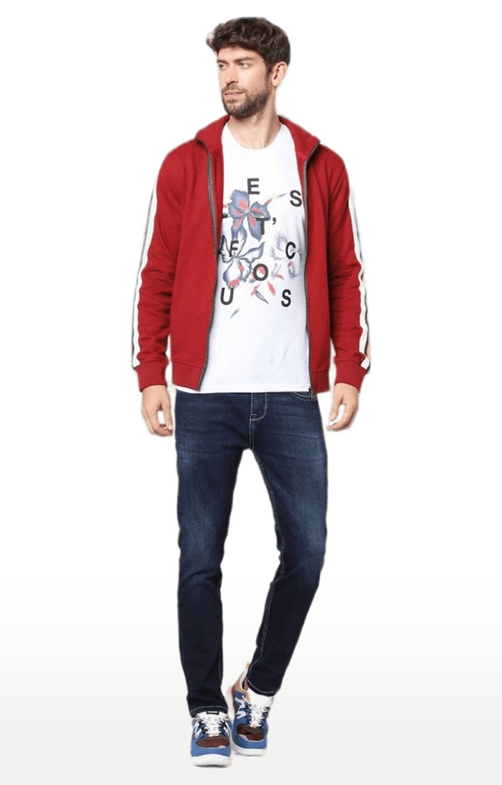 Men's Red Solid Western Jackets