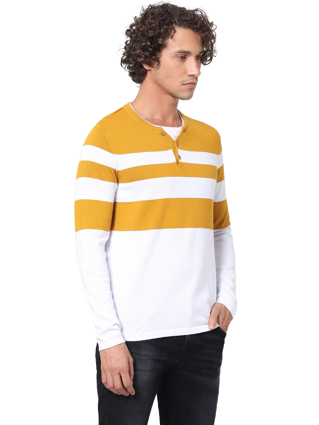 Men's Yellow Striped Sweaters