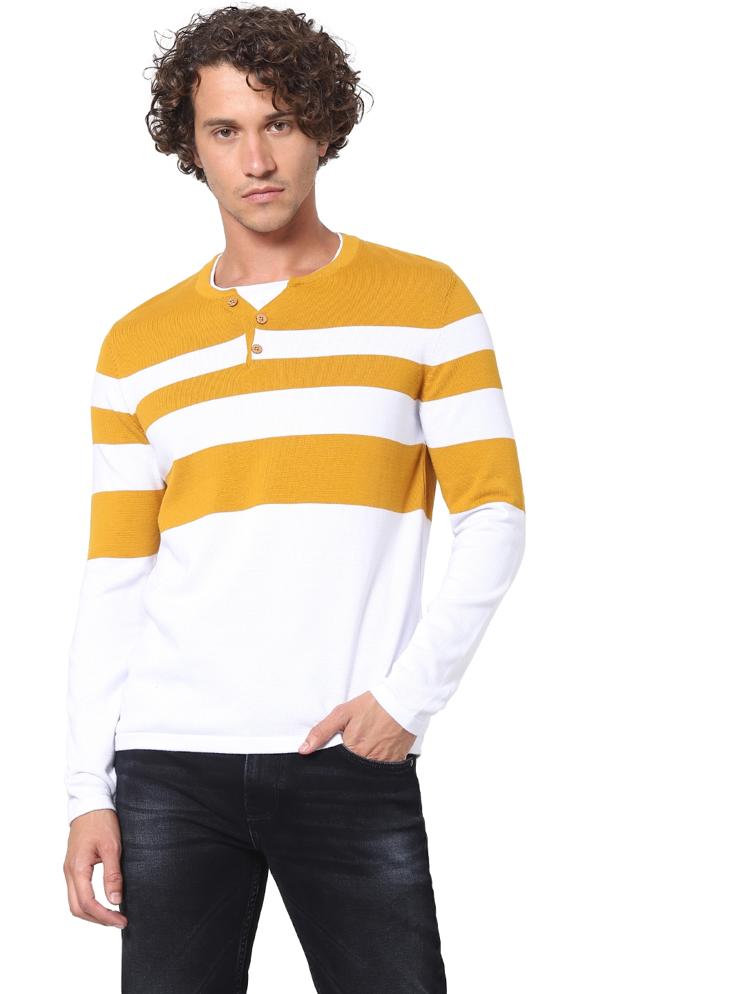 Men's Yellow Striped Sweaters