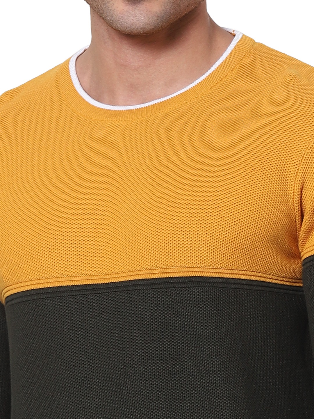 Men's Yellow Colourblock Sweaters