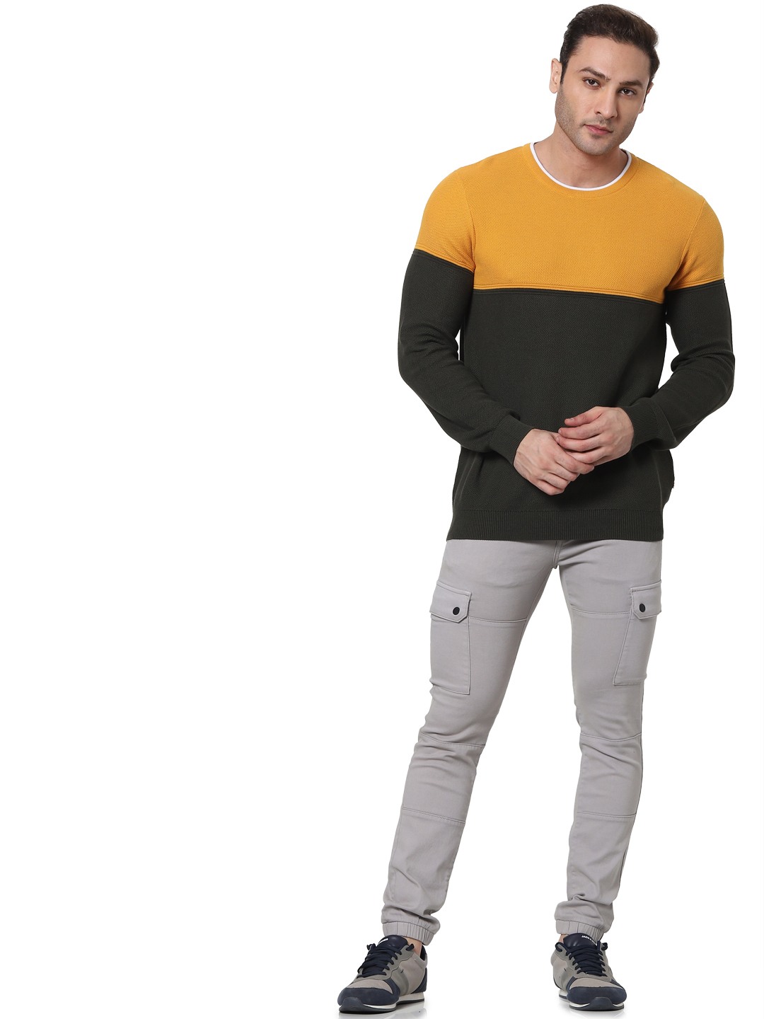 Men's Yellow Colourblock Sweaters