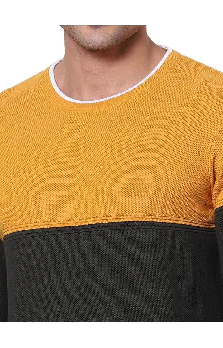 Men's Yellow Colourblock Sweaters