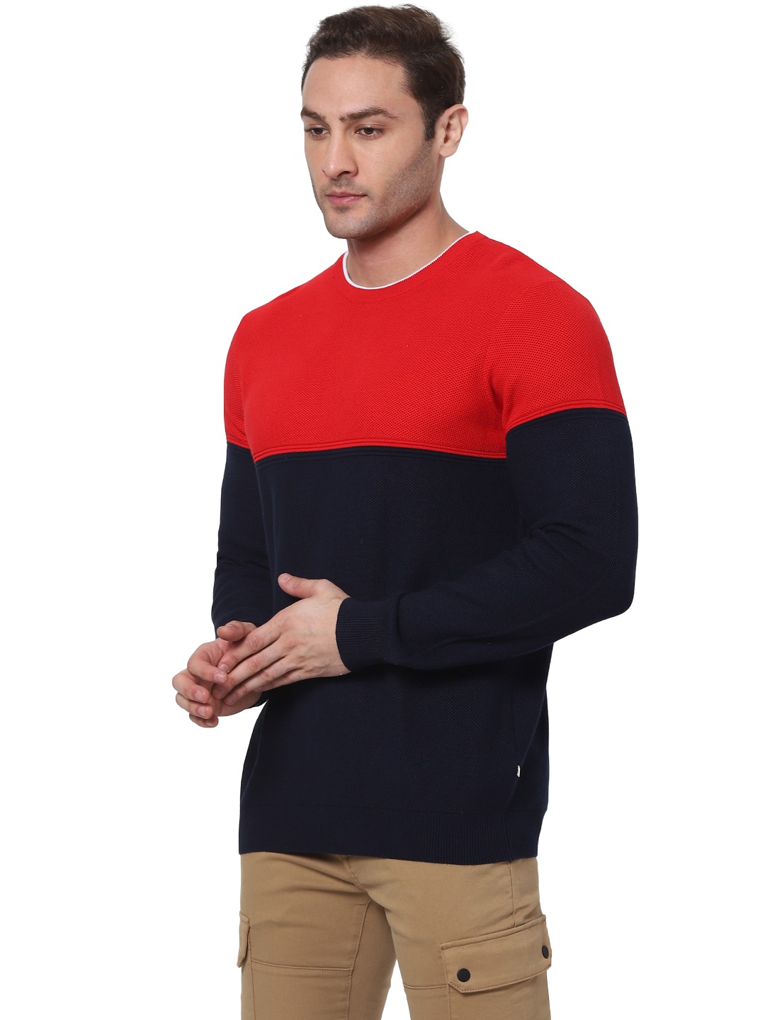 celio | Men's Red Colourblock Sweaters 1