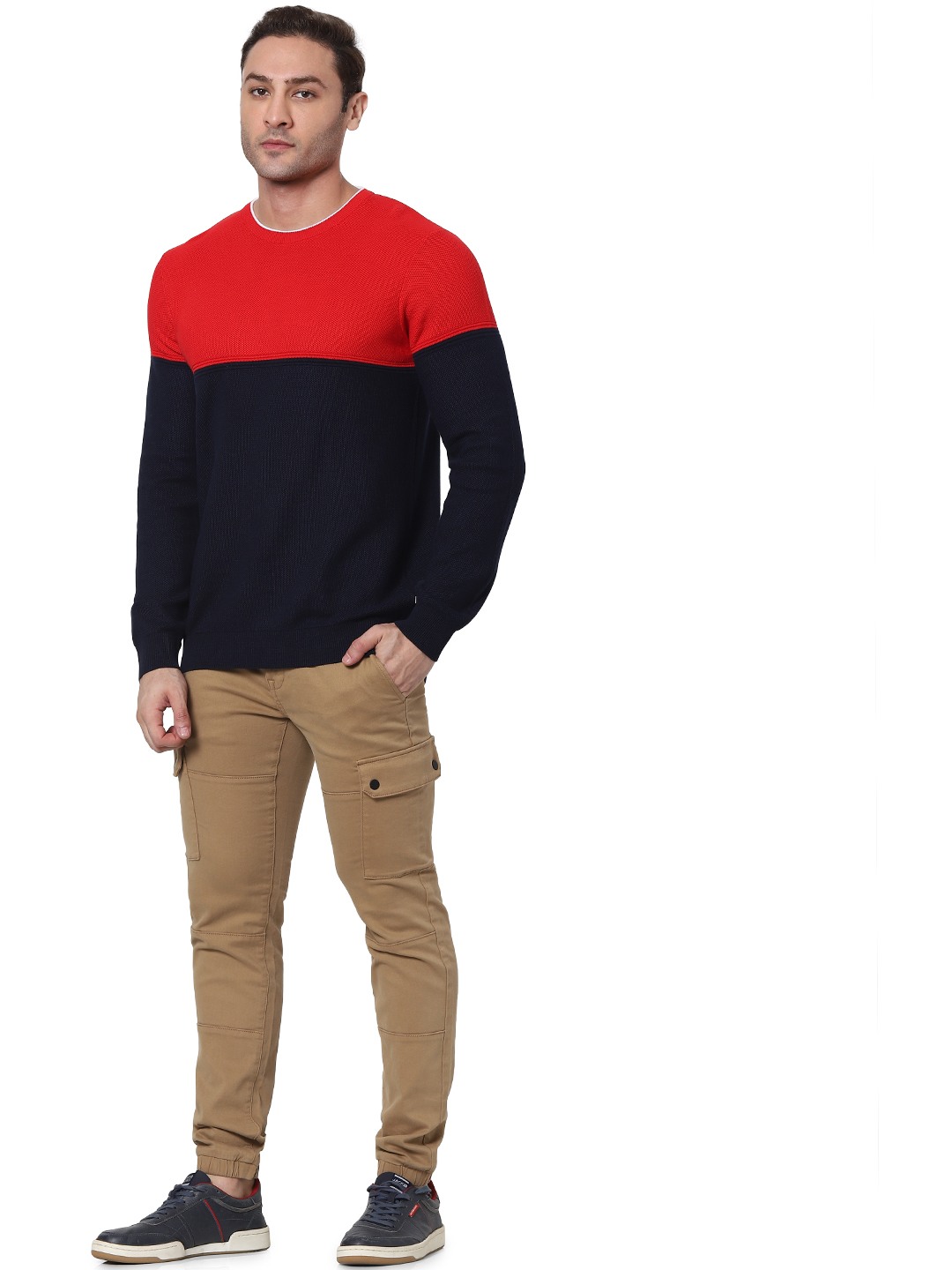 Men's Red Colourblock Sweaters