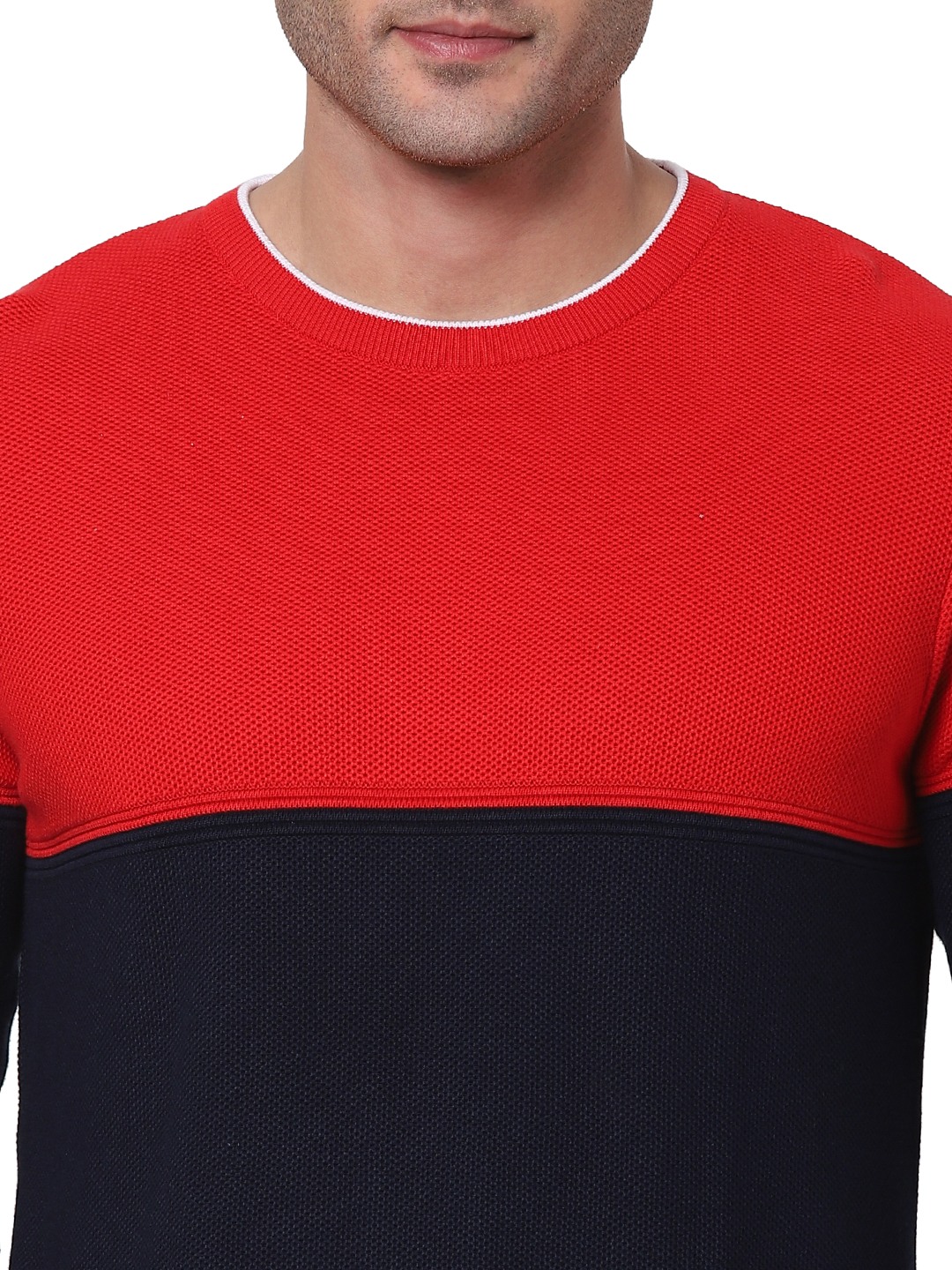 celio | Men's Red Colourblock Sweaters 4