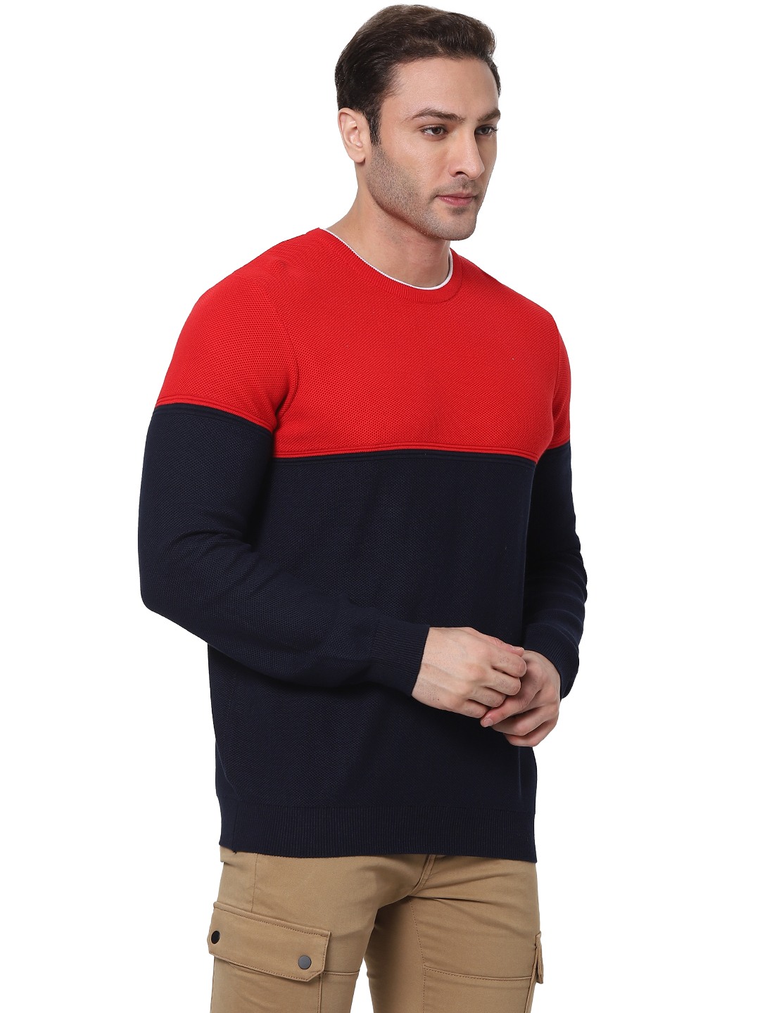 celio | Men's Red Colourblock Sweaters 2