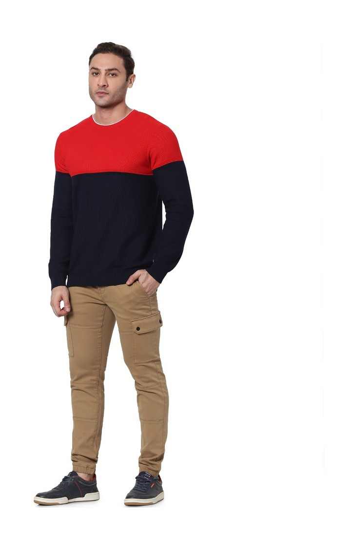 Men's Red Colourblock Sweaters