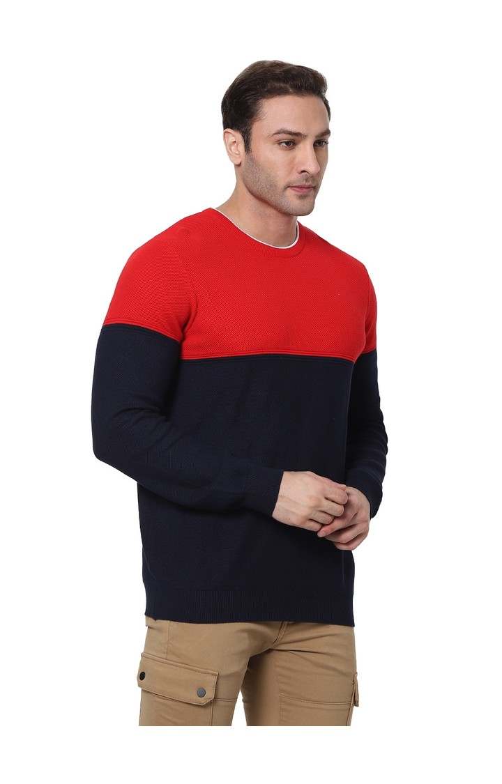Men's Red Colourblock Sweaters