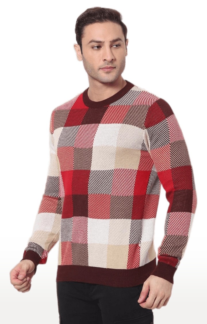 Men's Red Checked Sweaters