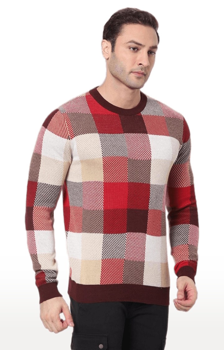 Men's Red Checked Sweaters