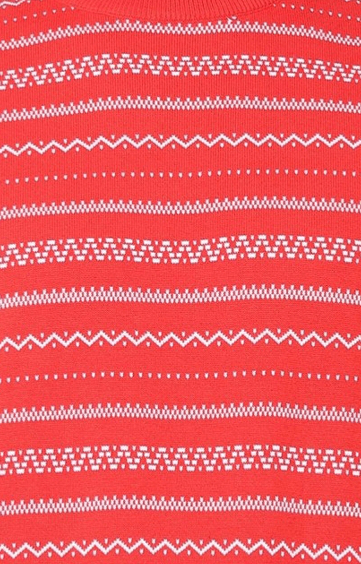 celio | Men's Orange Striped Sweaters 5