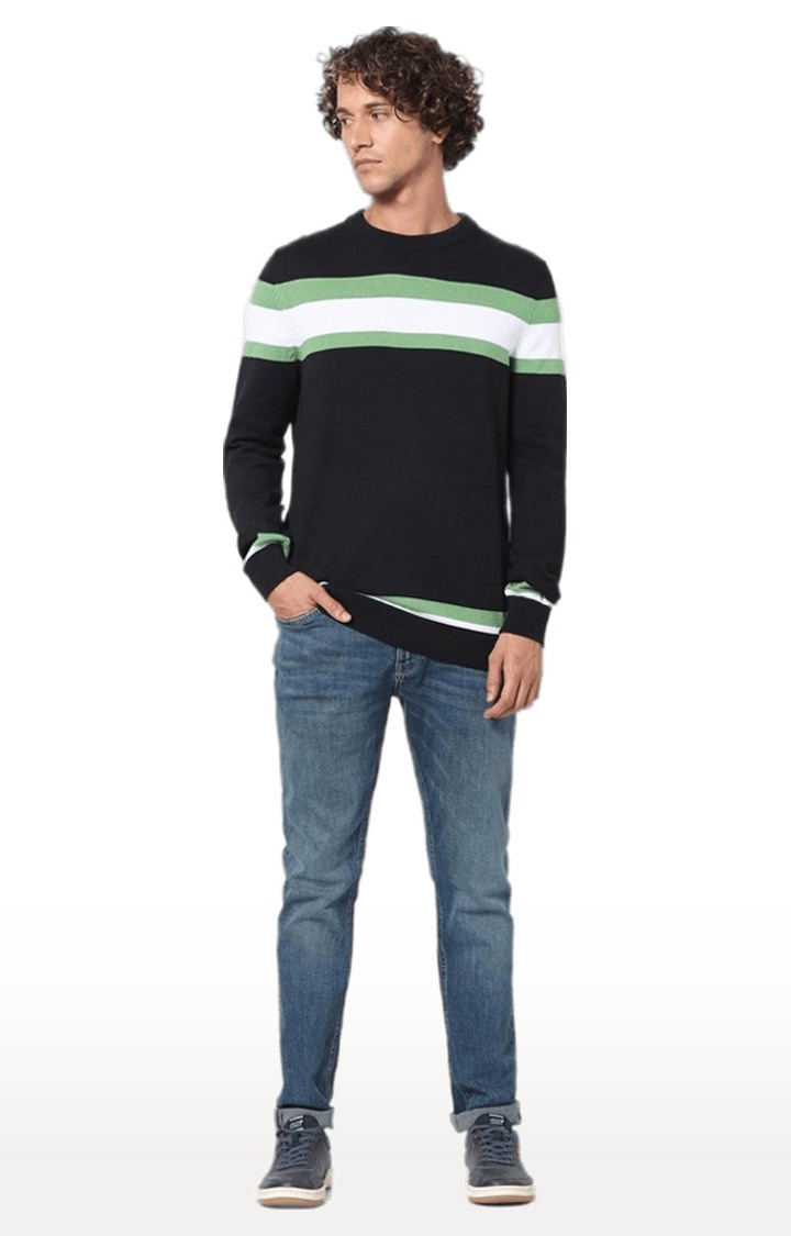 Men's Black Striped Sweaters