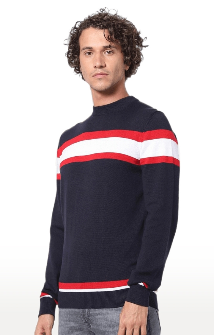 celio | Men's Blue Striped Sweaters 3