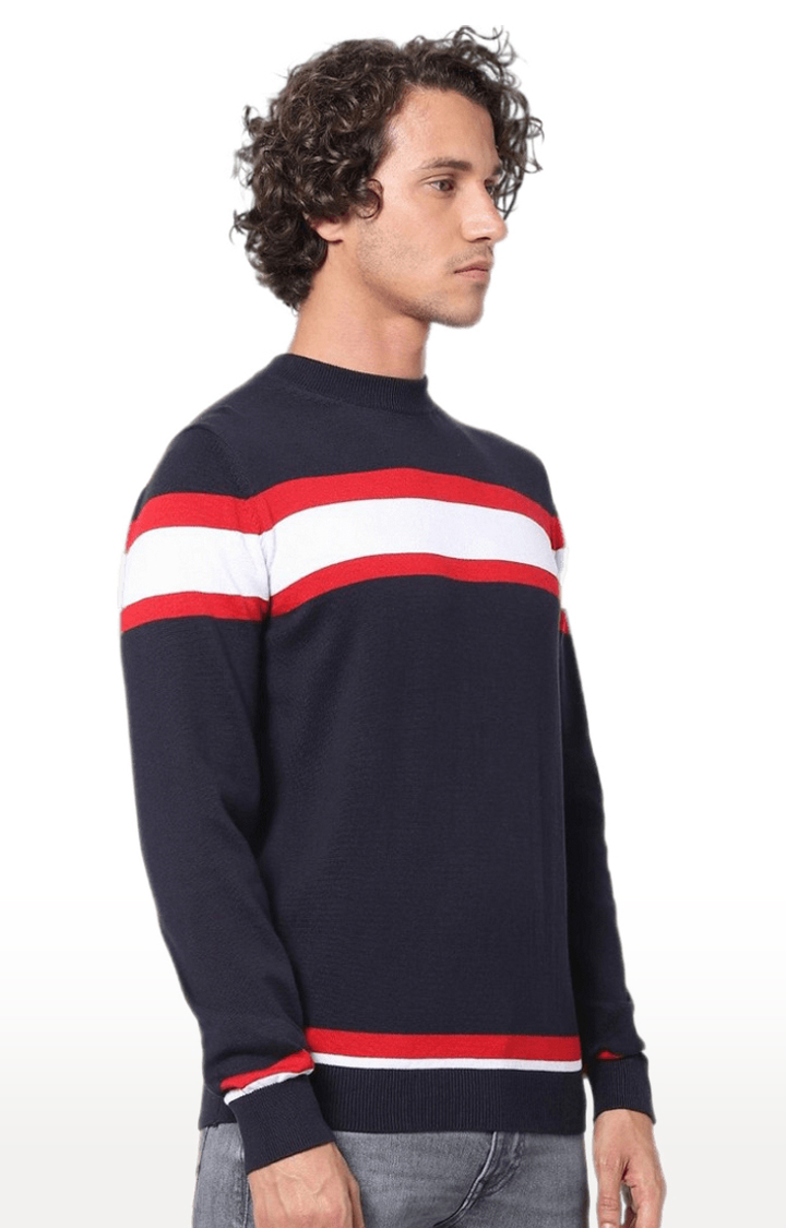 Men's Blue Striped Sweaters