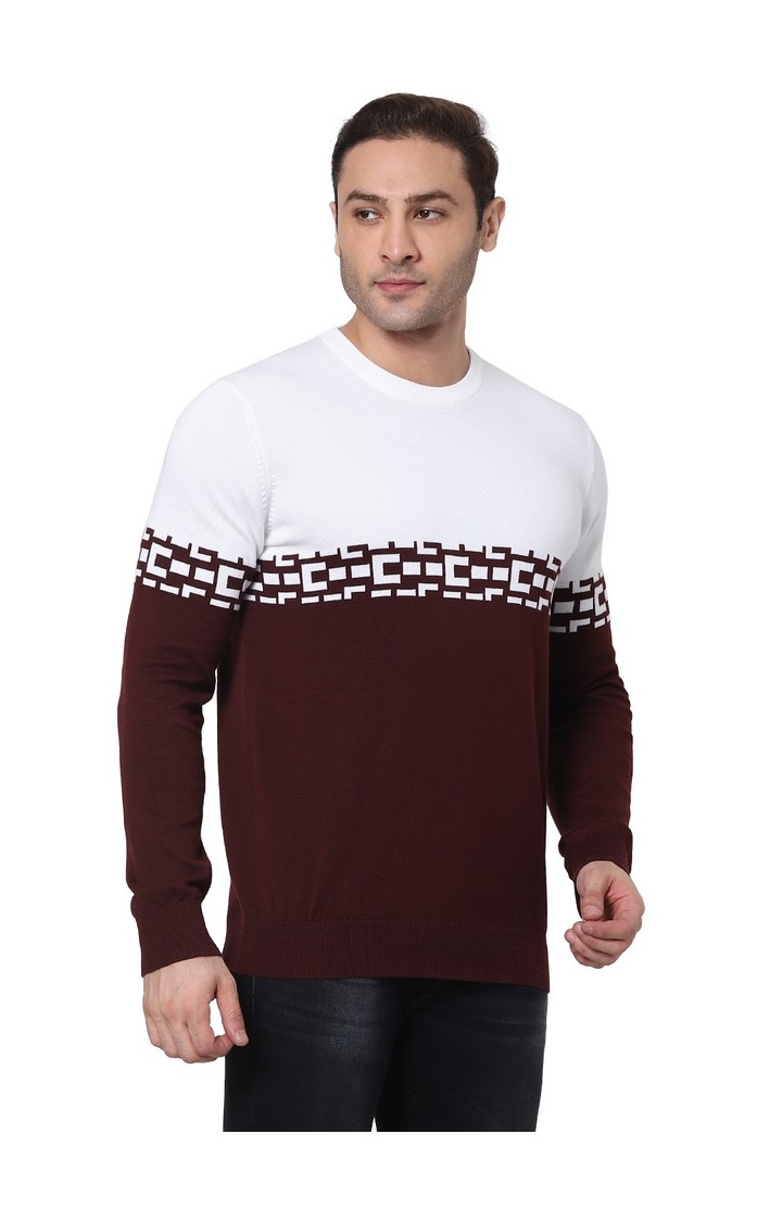 Men's Burgundy Colourblock Sweaters