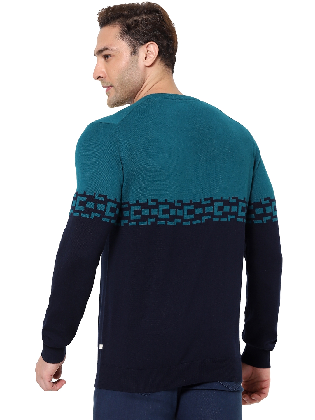 celio | Men's Green Colourblock Sweaters 3
