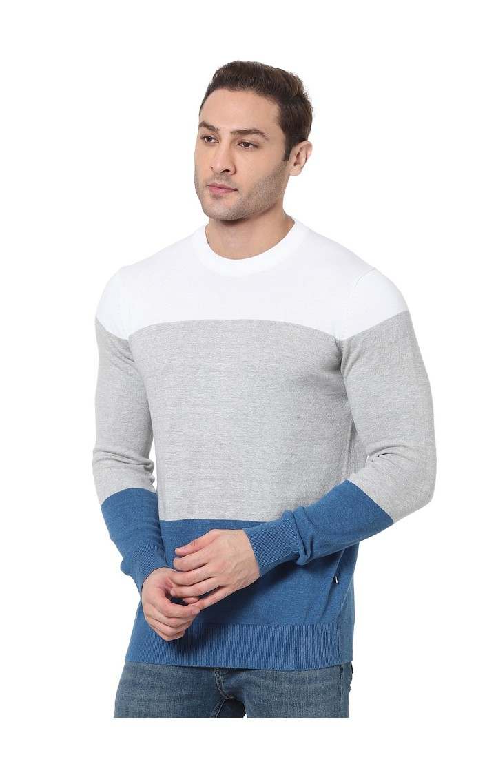 Men's Blue Colourblock Sweaters