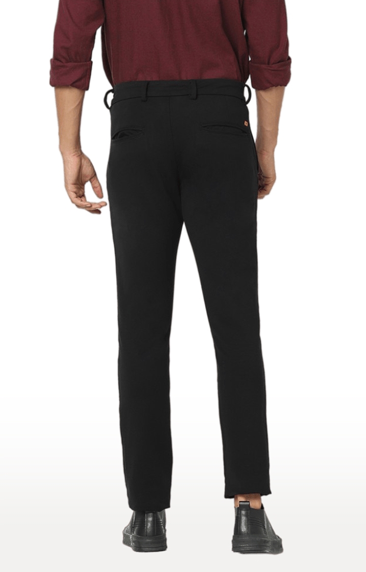 celio | Men's Black Cotton Solid Trousers 2