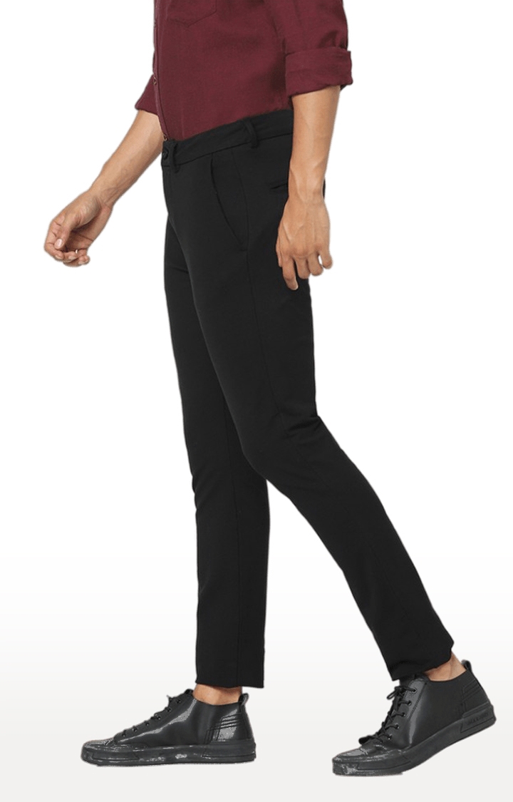 celio | Men's Black Cotton Solid Trousers 1