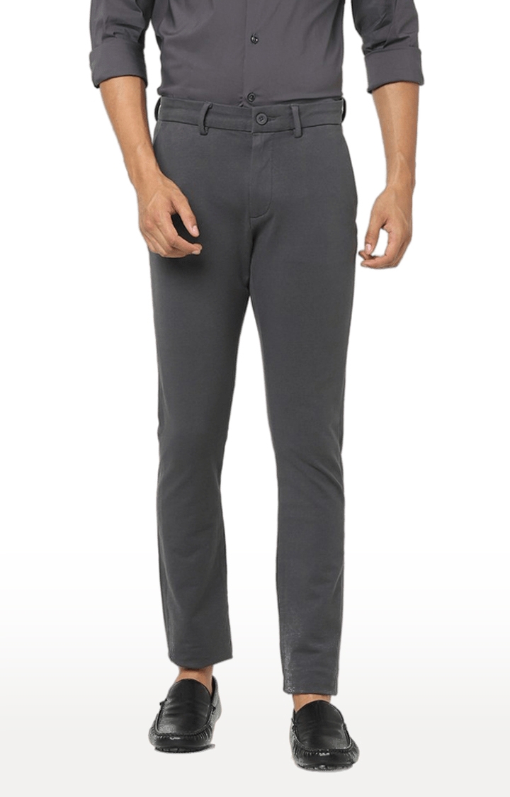 celio | Men's Grey Cotton Solid Trousers