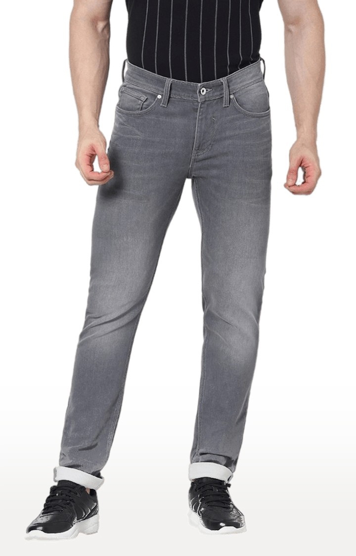 celio | Men's Grey Cotton Solid Straight Jeans