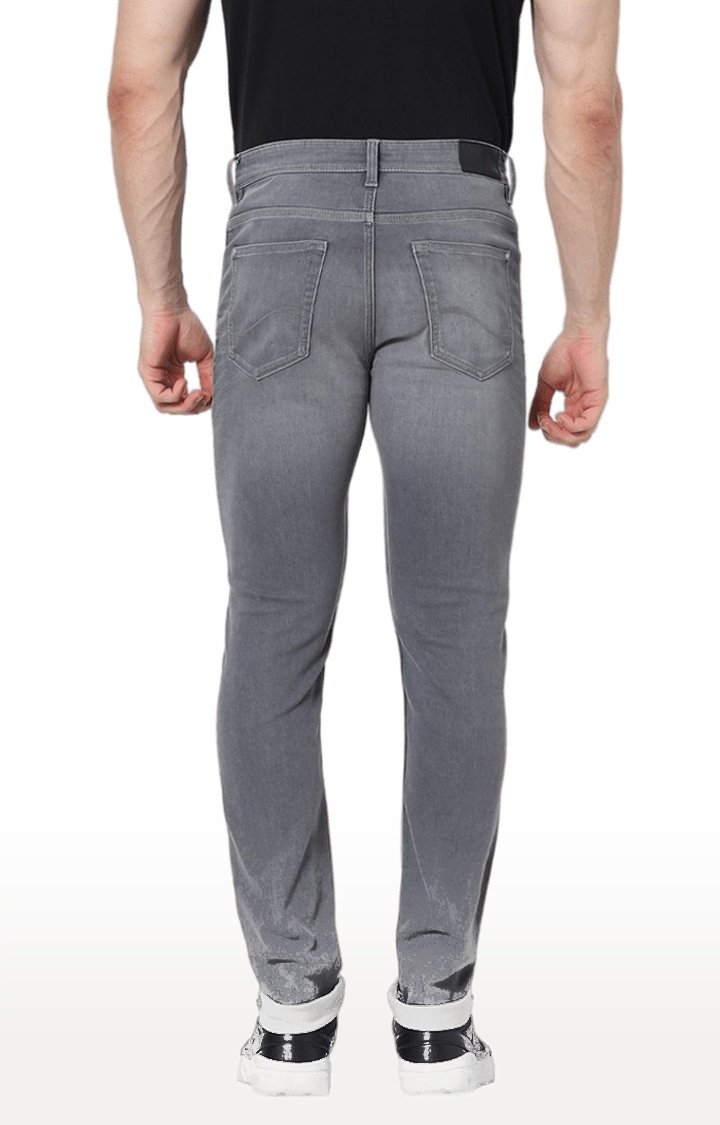 Men's Grey Cotton Solid Straight Jeans