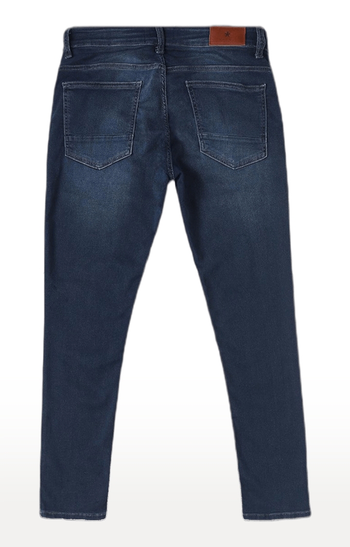 Men's Blue Cotton Solid Slim Jeans
