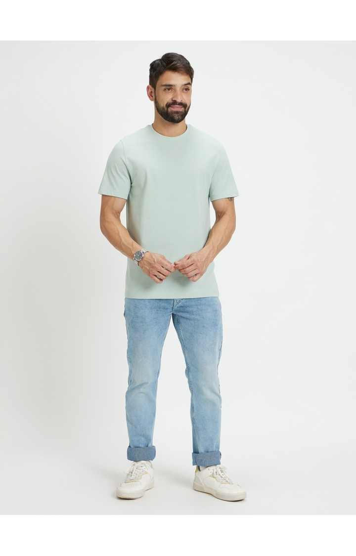 Men's Blue Cotton Blend Solid Regular Jeans
