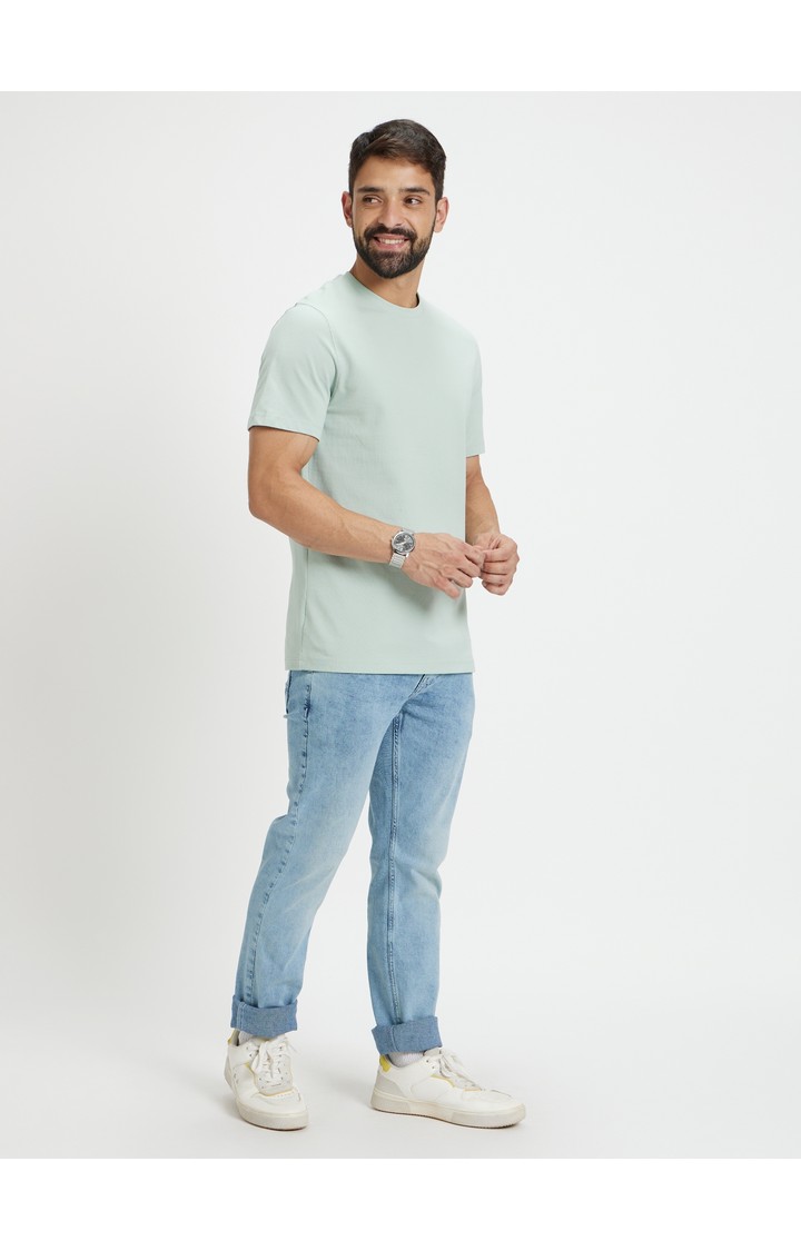 Men's Blue Cotton Blend Solid Regular Jeans