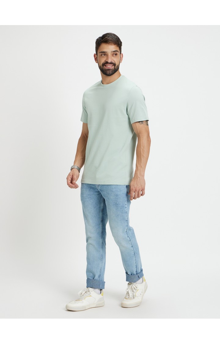 Men's Blue Cotton Blend Solid Regular Jeans