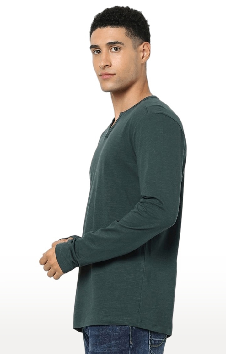 Men's Green Solid Regular T-Shirts