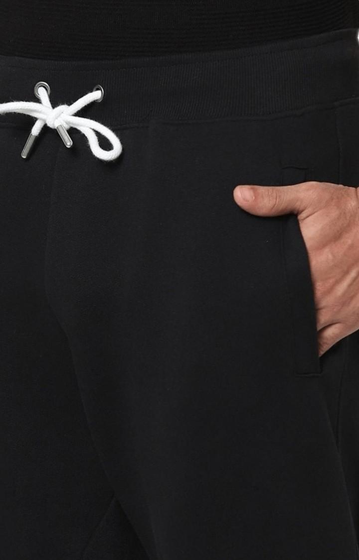 Men's Black Cotton Solid Casual Joggers