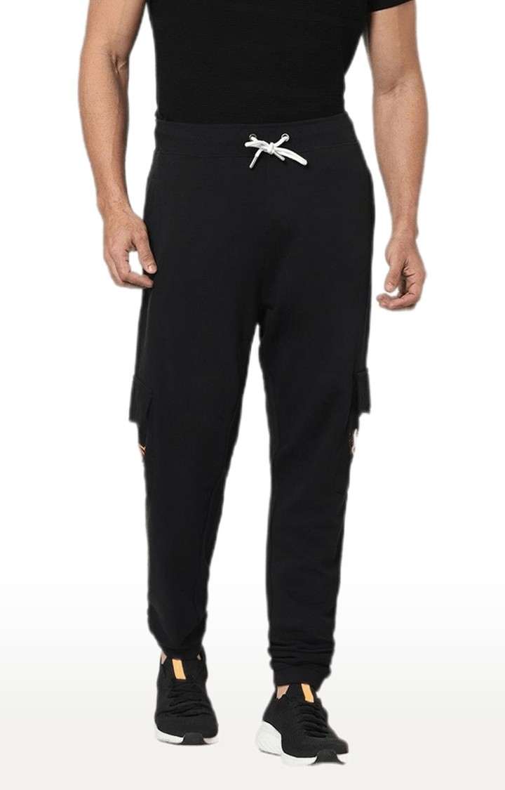 Men's Black Cotton Solid Casual Joggers