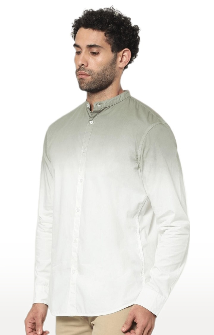 Men's White Colourblock Casual Shirts